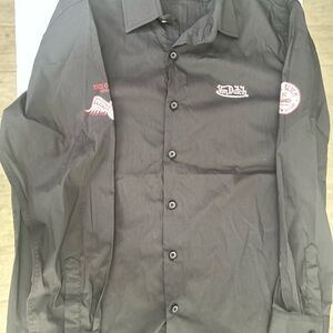 Von Dutch Black Dress Shirt with Red Accents